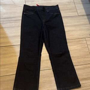SPANX Black Straight-Leg Jeans with Subtle Flare